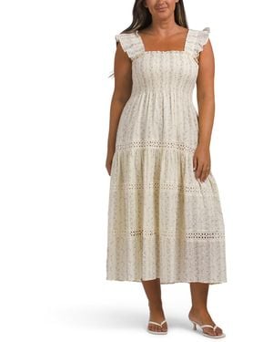 TJ Maxx Ruffle Sleeve Floral Maxi Dress For Cotton/Rayon - Natural