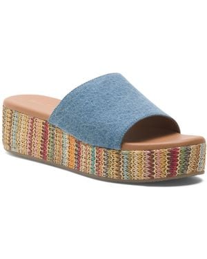 TJ Maxx Nubuck Leather Rock Steady Wedge Sandals For - Blue