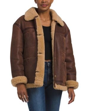 TJ Maxx Leather Chicago Outerwear Jacket, Leather - Brown