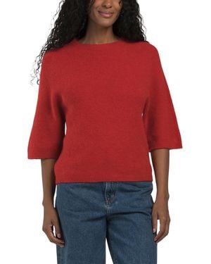 TJ Maxx Round Neck Three-Quarter Sleeve Pull Over Sweater, Nylon/Acrylic/Wool - Red