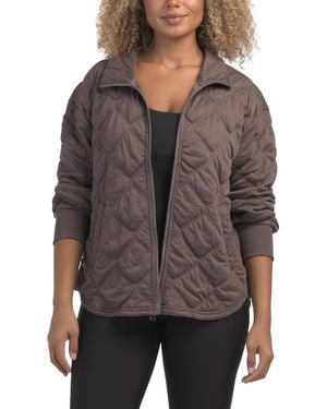TJ Maxx Diamond Quilted Mock Neck Jacket For Spandex/Polyester/Rayon - Gray