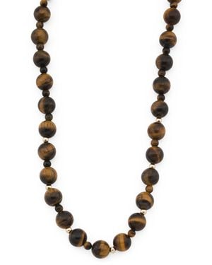 TJ Maxx 14Kt Tiger's Eye Chunky Beaded Necklace - Metallic