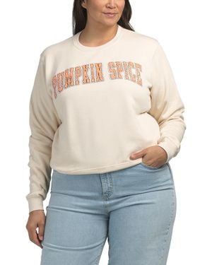 TJ Maxx Plus Polka Dot Pumpkin Spice Crewneck Sweatshirt, Cotton - Blue