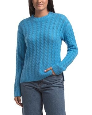 TJ Maxx Cashmere Open Cable Crew Neck Sweater - Blue