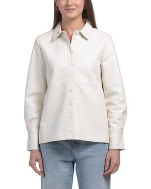 TJ Maxx Cindy Recycled Leather Blend Shacket For Polyester/Leather - White