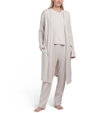 TJ Maxx 3Pc Waffle Knit Duster Lounge Set For Spandex/Polyester - Gray