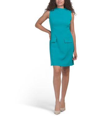 TJ Maxx Mock Neck Pocket Mini Dress For Spandex/Polyester - Blue