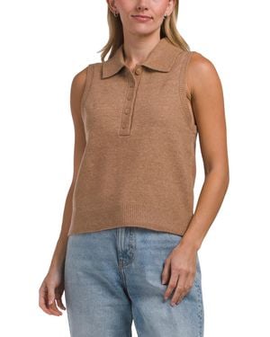 TJ Maxx Collared Cozy Knit Tank, Spandex/Polyester/Acrylic - Blue