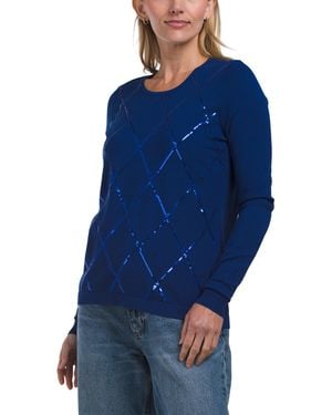 TJ Maxx Sequin Argyle Sweater, Polyester/Viscose - Blue