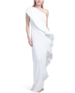 TJ Maxx One Shoulder Tea Length Cocktail Dress For Spandex/Polyester - White
