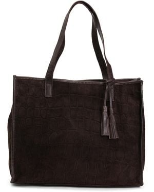 TJ Maxx Suede Crocodile Tote Bag For - Black