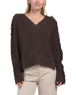 TJ Maxx V-Neck Pull Over Cozy Sweater, Nylon/Polyester/Wool - Brown