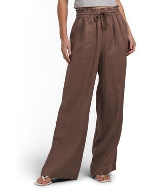 TJ Maxx Linen Stella Paperbag Pants For - Brown