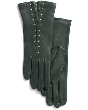 TJ Maxx Leather Gloves With Lambswool Lining And Studs For Leather/Wool - Green