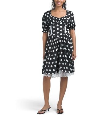 TJ Maxx Polka Dot Mini Dress With Corset Waist For Polyester - Black