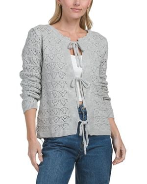 TJ Maxx Cardigan With Ties, Cotton/Acrylic - Gray