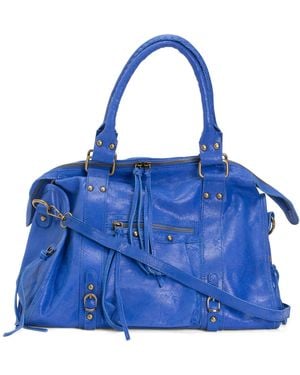 TJ Maxx Leather Mini Multi Pockets Satchel, Leather - Blue