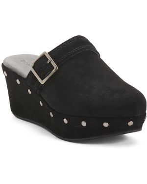 TJ Maxx Suede Yogi Wedge Clogs For Leather//Suede - Black