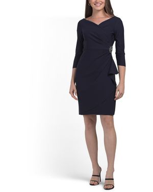 TJ Maxx Three-Quarter Sleeve Short Contour Collection Mini Dress For Nylon/Spandex - Blue