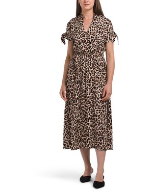 TJ Maxx Animal Printed Shirt Dress For Rayon - Brown