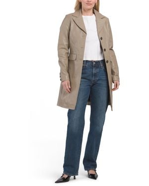 TJ Maxx Genuine Leather Trench Coat For Polyester/Leather - Blue