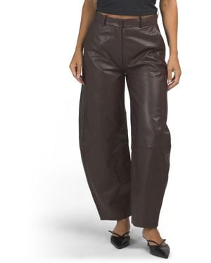 TJ Maxx Leather Leticia Pants, Polyester/Leather - Brown