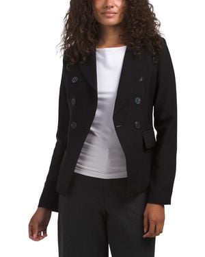 TJ Maxx Solid Double Breasted Blazer For Polyester - Black