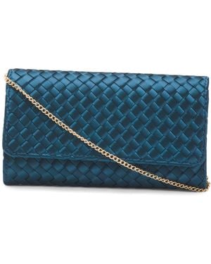 TJ Maxx Woven Satin Clutch For Leather - Blue