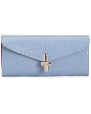 TJ Maxx Leather Medium V-Flap With Nickel Metal Hardware - Blue