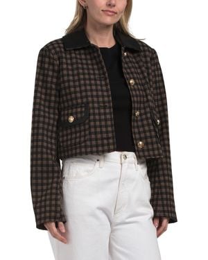 TJ Maxx Crop Barn Coat, Spandex/Polyester/Leather - Black