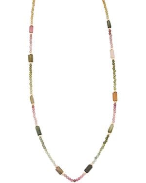 TJ Maxx 14Kt Multi Tourmaline Beaded Station Necklace - Metallic