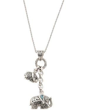 TJ Maxx Sterling Abalone Duo Elephant Necklace - White