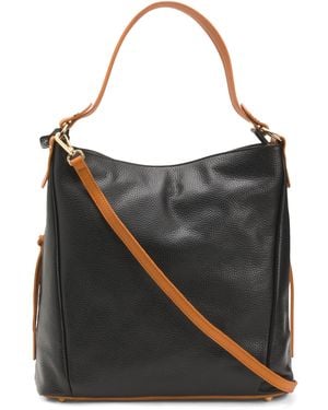 TJ Maxx Leather Hobo Bag With Side Zippers For Leather - Black