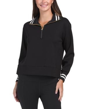 TJ Maxx Collared Neck Long Sleeve Half Zippered Top For Spandex/Polyester/Rayon - Black