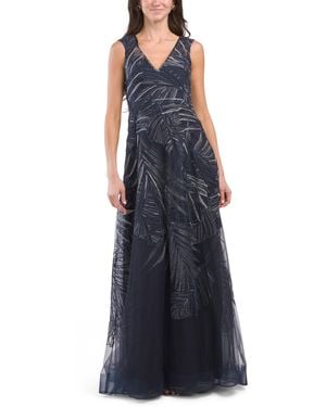 TJ Maxx Sleeveless V-Neck Gown For Polyester - Blue