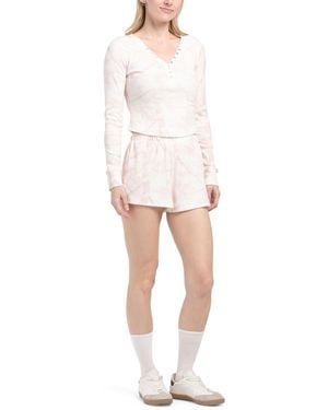 TJ Maxx 2Pc Shorts And Top Set With Socks, Spandex/Cotton/Polyester - White