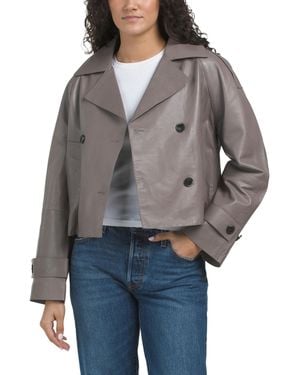 TJ Maxx Leather Hanna Jacket, Polyester/Leather - Gray