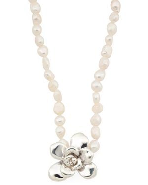 TJ Maxx Sterling Flower Necklace - White