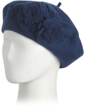TJ Maxx Wool Blend Beret With Flowers For Nylon/Wool - Blue