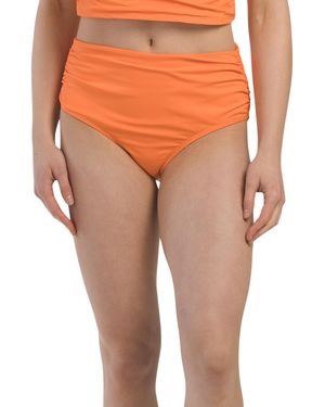 TJ Maxx High-Rise Shirred Bikini Swim Bottoms, Nylon/Spandex - Orange