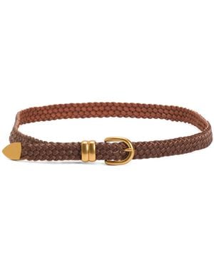 TJ Maxx Leather Narrow Braided Belt For - Brown