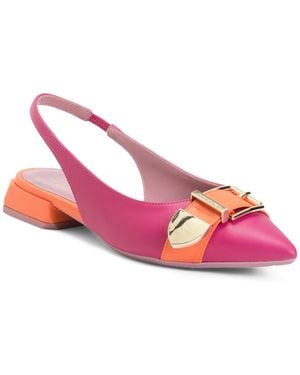 TJ Maxx Leather Sling Back Pointy Toe Shoes With Buckle For Leather - Pink