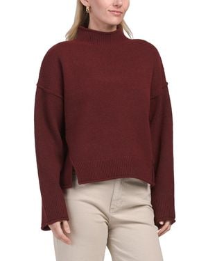 TJ Maxx Wool Blend Rolled Edge Mock Neck Sweater, Spandex/Polyester/Acrylic - Red