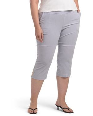 TJ Maxx Plus Super Stretch Seersucker Cropped Pants For Nylon/Spandex/Rayon - Gray