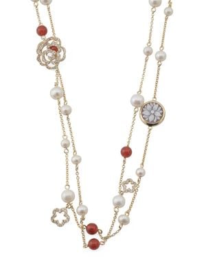 TJ Maxx 18Kt Plated Cameo Pearl Necklace For - White
