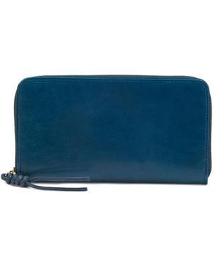 TJ Maxx Leather Shiny Zip Around Wallet, Leather - Blue