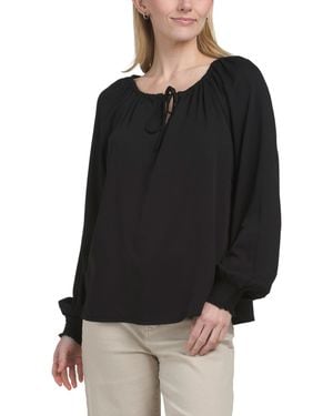 TJ Maxx Long Peasant Sleeve Blouse For Rayon - Black
