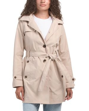 TJ Maxx Single Breasted Hooded Trench Coat, Polyester - Natural