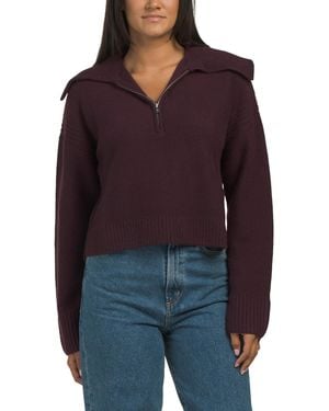 TJ Maxx Wool And Cashmere Blend Premium Quarter Zip Sweater, Wool/Cashmere - Red