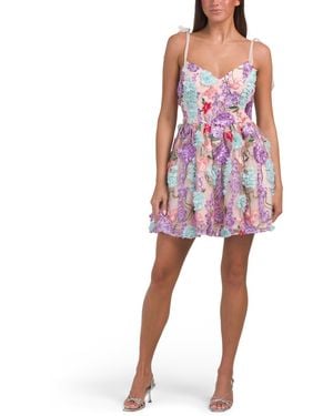 TJ Maxx Embroidered Floral Mini Cocktail Dress For Polyester